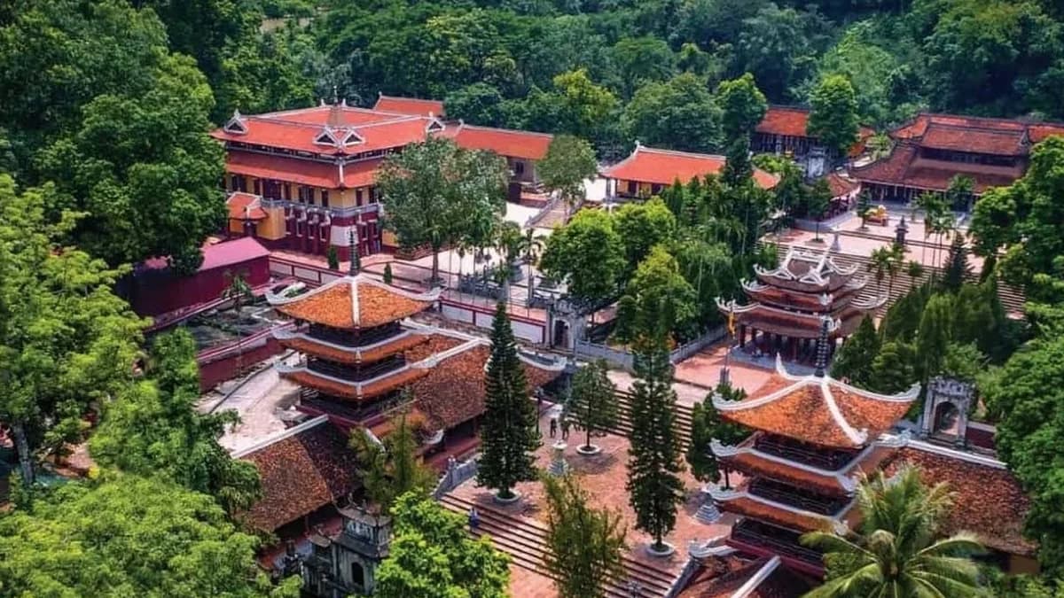 Aerial photo of Perfume Pagoda