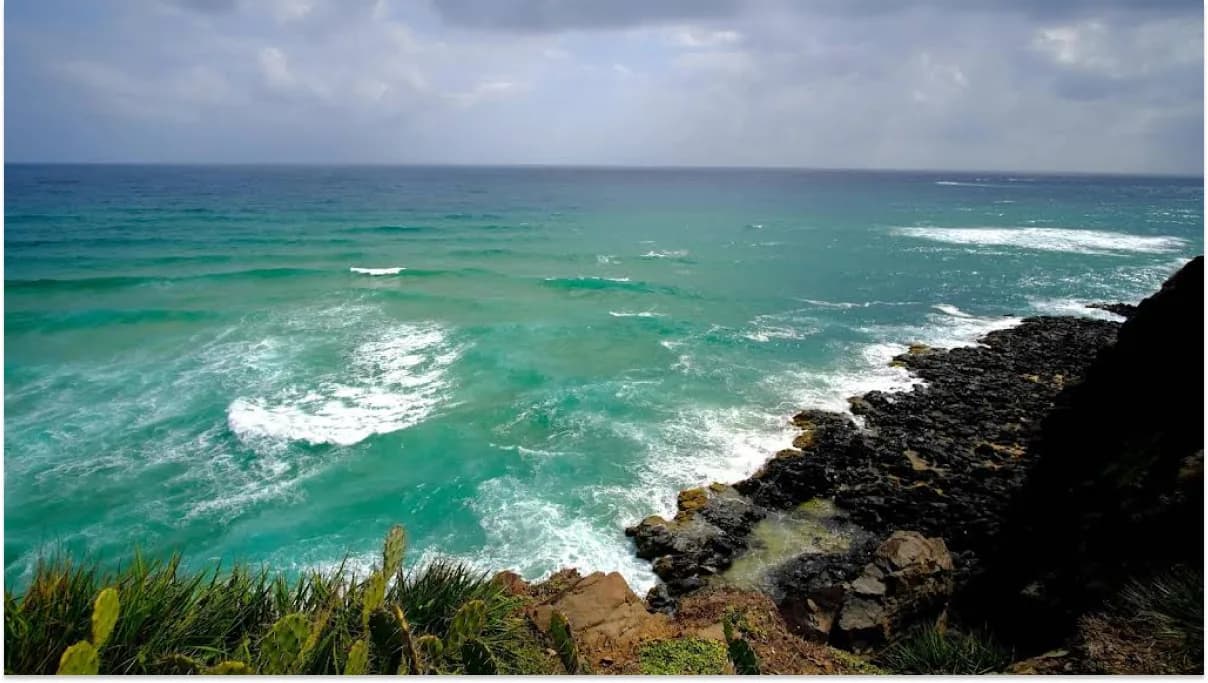 Rocky cliffs and wild beach view at Bai Xep, Phu Yen Vietnam