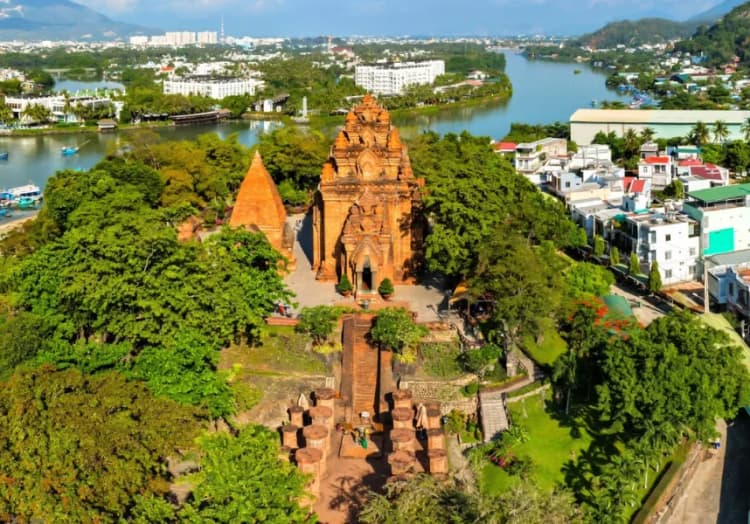 Panoramic view of Po Nagar Cham Towers in Nha Trang