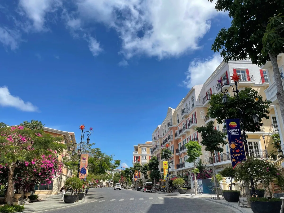 Early morning view of empty clean streets in Phu Quoc