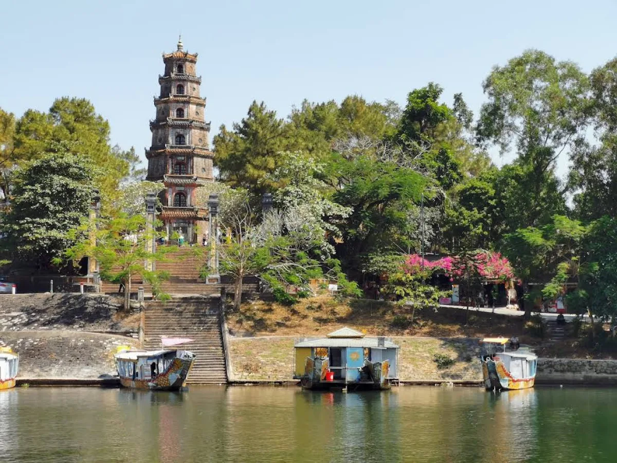 Thien Mu Pagoda seen from the Perfume River