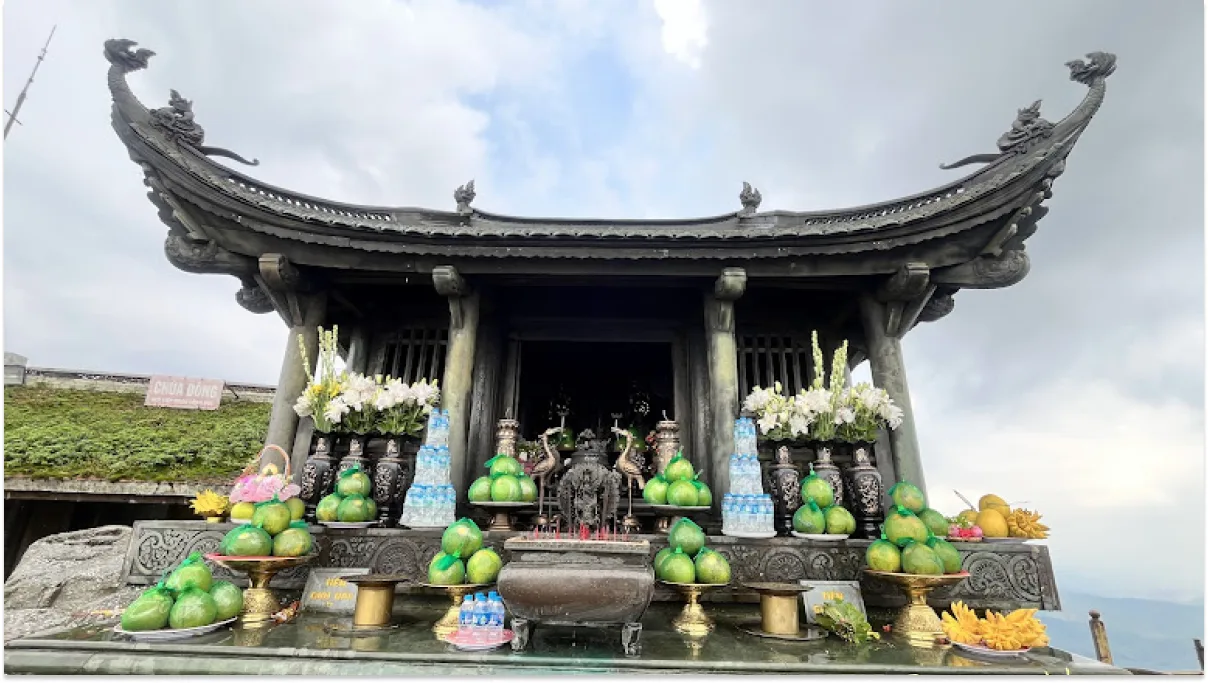 Dong Pagoda on Yen Tu peak in the sunlight
