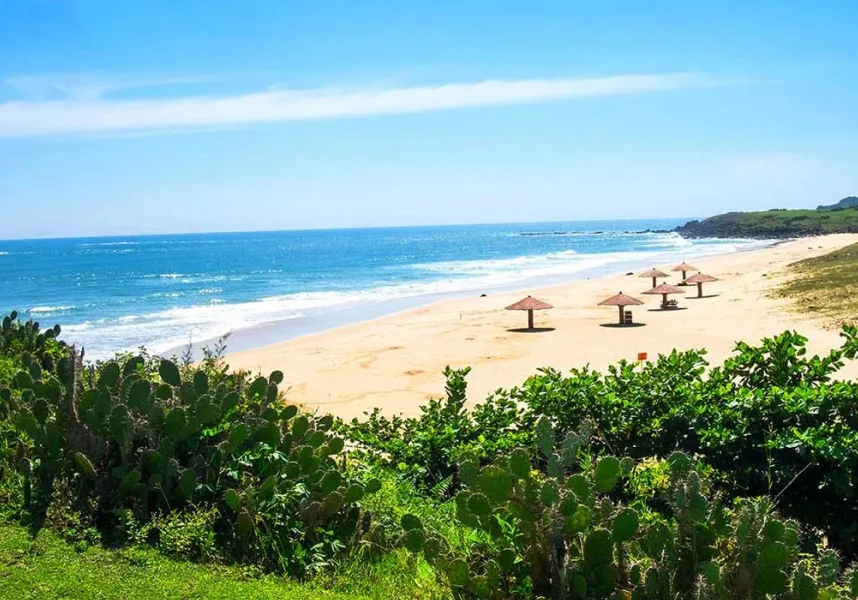 Hidden beach in Vietnam with crystal-clear water and white sand
